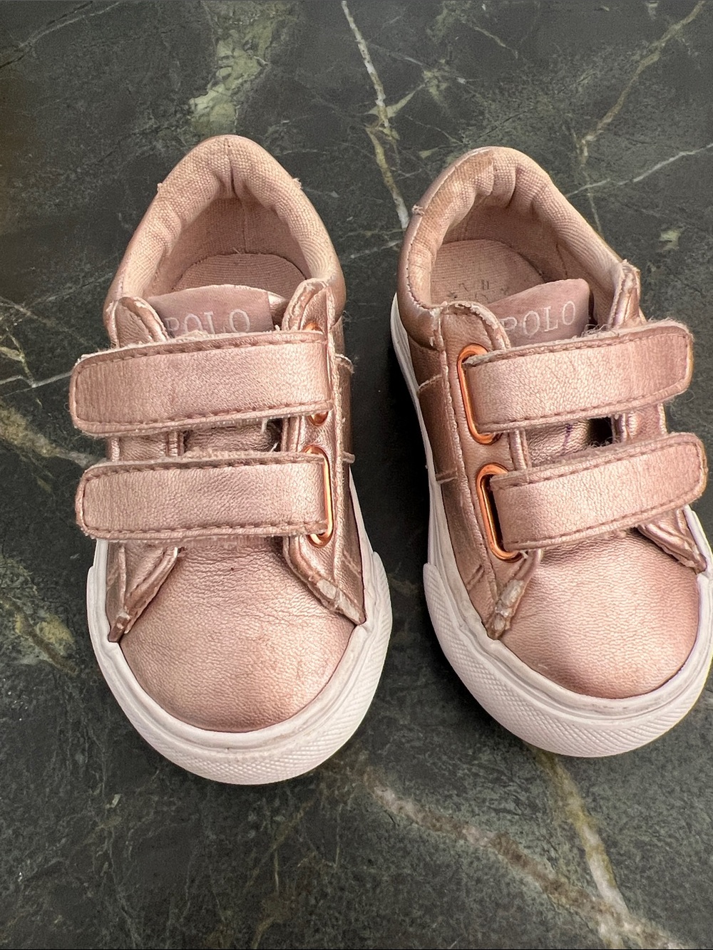Polo by Ralph Lauren Kids Metallic Rose Velcro Sneakers